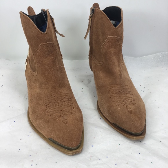 Dingo suede leather brown cow print calf hair boots 8.5 - Picture 4 of 8